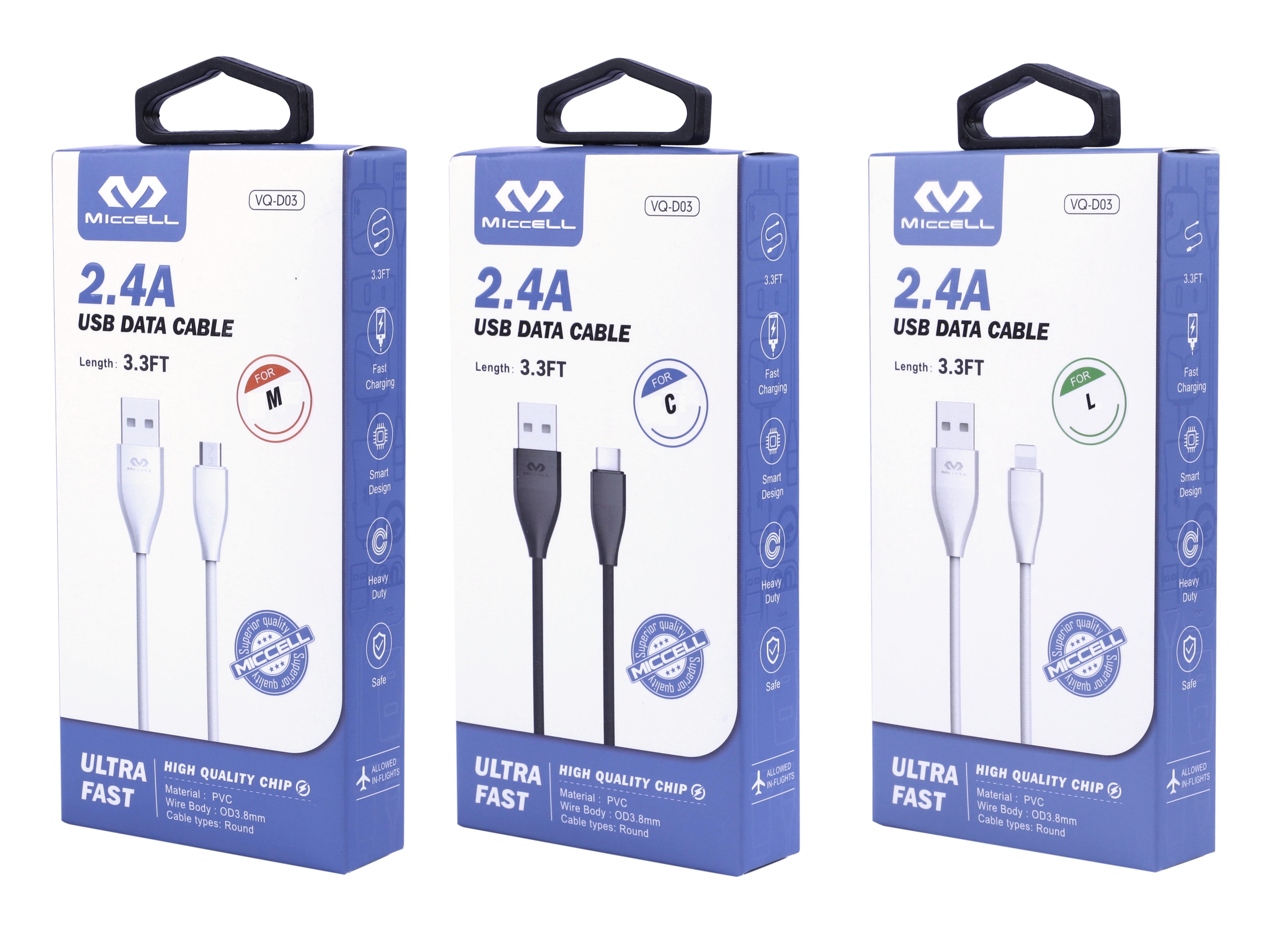 S155 Miccell Data Cable 3.3ft (VQ-D03) Box pack (na)
